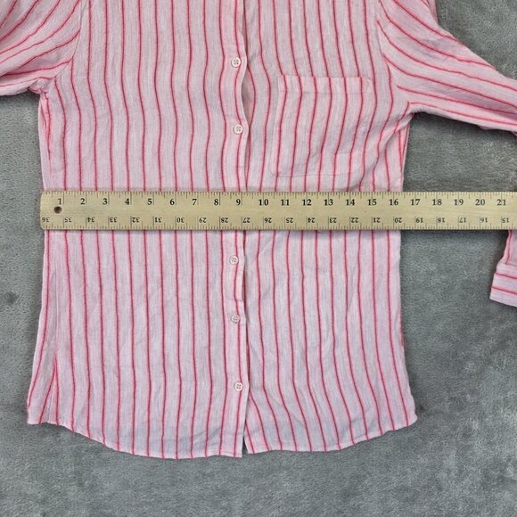 Maison 123 Paris Shirt Womens FR 40 Pink White Striped Button Down Long Sleeve - Picture 6 of 8